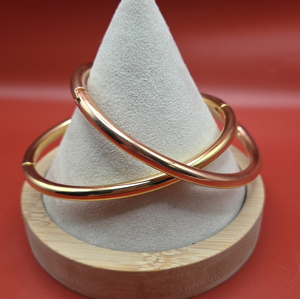 Gold And Rose Tone Milor Stainless Steel Bangle Bracelets.